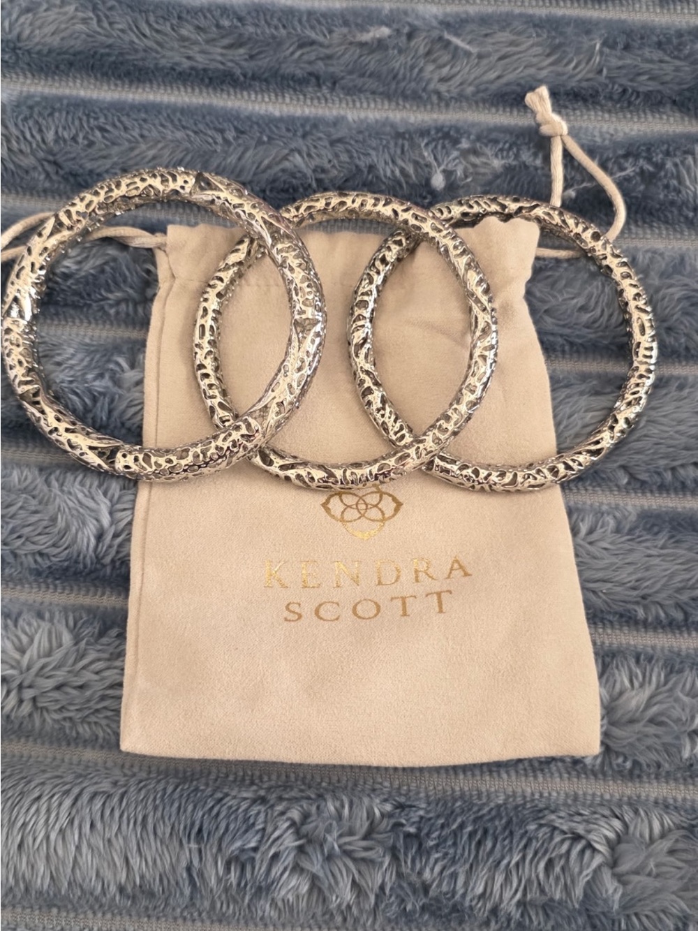 Kendra Scott Silver Hammered Bangle Set - 3 Piece